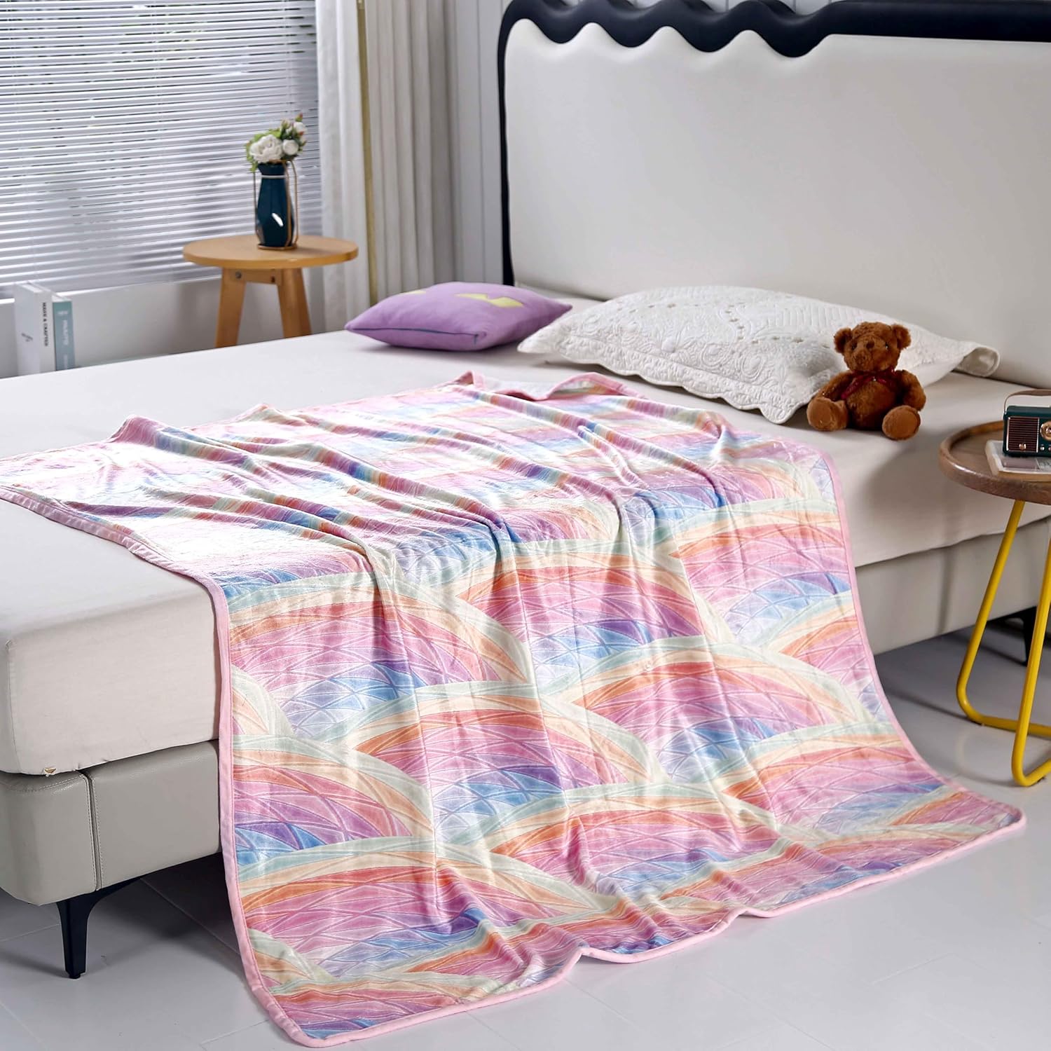 SDY Rainbow Throw Blanket 50"*60",Soft Rainbow Blanket for Girls Boys and Kids，Microfiber Flannel Blanket for Girls,Boys Kids Sofa Bedroom Camping - Image 3