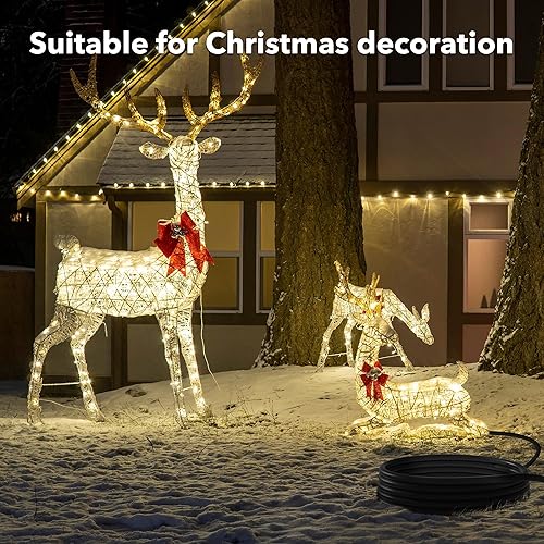 Vista 31 de BN-LINK Paquete de 2 cables de extensión para interiores y exteriores de 10 pies 16/3 SJTW, negro, 3 puntas, resistente a la intemperie y ignífugo