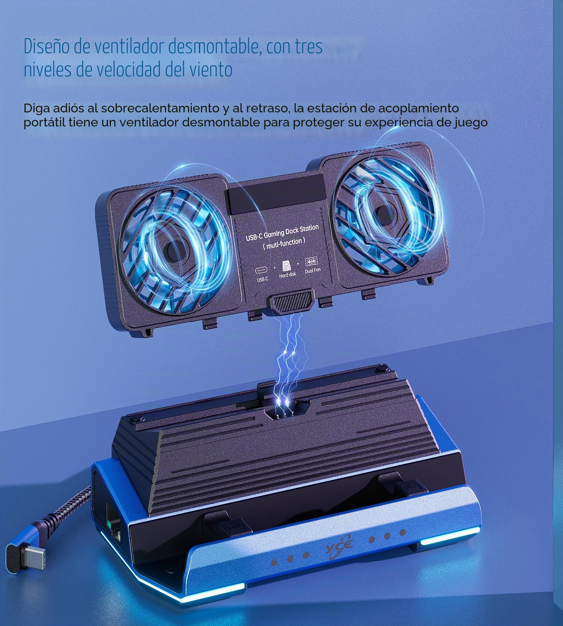 Estación de Acoplamiento de Cubierta 14 en 1 Que desmonta Ventiladores de Vapor con Carcasa M.2 NVMe, 4K a 60Hz, Ethernet de 1000 Mbs, SD/TF, 4 USB A, Carga PD de 100 W, Adaptador de 40 Gbps