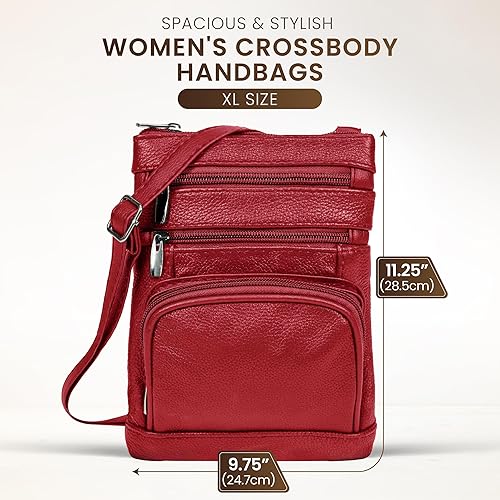 Miniatura 3 de Krediz Bolsos cruzados de cuero para mujer, bolso cruzado de múltiples bolsillos con correa ajustable, bolso de cuero suave y duradero