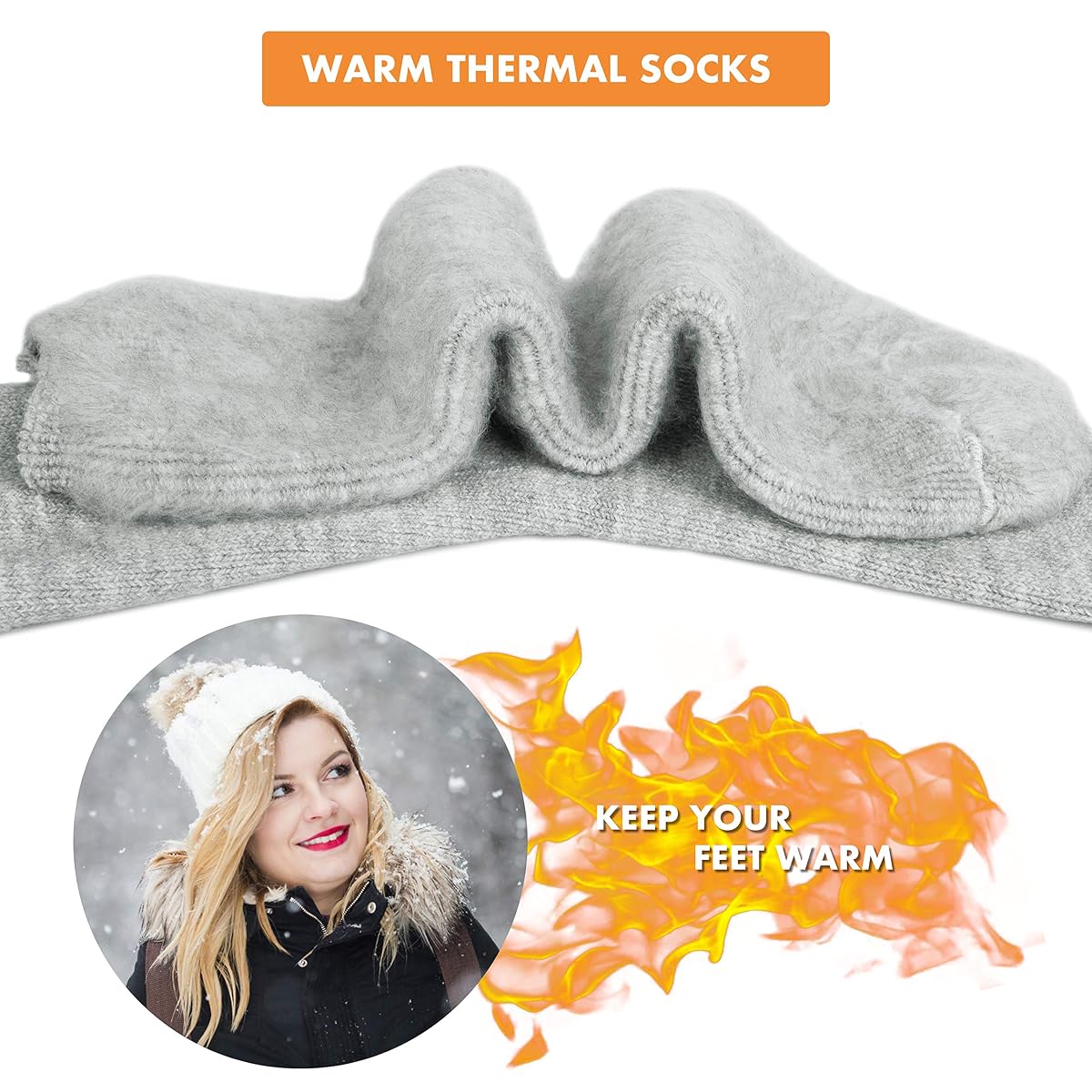 Thermal Socks for Women, Winter Warm Cold Weather Sock for Workout Outdoor