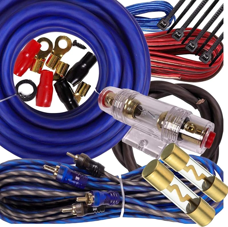Gravity Complete 2600W Kit de amplificador de calibre 4 Instalación de amplificador Cableado flexible Cables de instalación completos de 4 Ga para instalador y aficionado al bricolaje - Azul