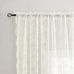 YJ YANJUN Vintage Lace Curtains 63 Inches Length- Elegant Victorian Floral Ivory Sheer Curtain Panels for Living Room Bedroom Kitchen, Scalloped Edges Rod Pocket, 2 Panels 52W x 63L Cream