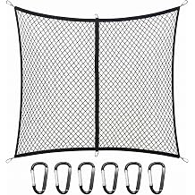 Cargo Net for Pickup Truck Bed, 47.2" x 47.2" High-Elasticity Stretchable Mesh Net, Heavy-Duty Fine Luggage Organizer with Metal Carabiner, Foldable Accessory for Truck Boat ATV SUV Black