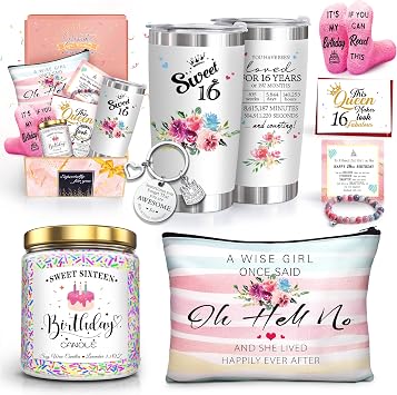 ShinnyWis Sweet 16 Gifts for Girls,16th Birthday Gifts for Girls,Daughter,Sister, Friends,Bestie,Tumblers Gift Set for 16 Year Old Girl Birthday Gifts Ideas