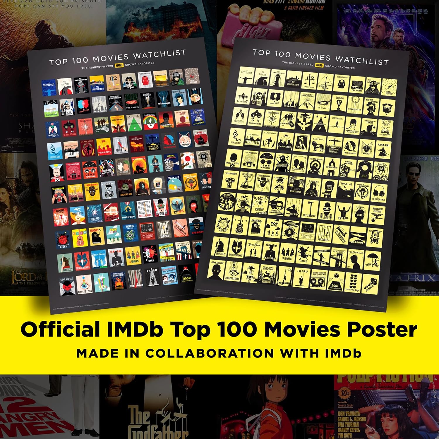 Official IMDb Top 100 Movies Scratch Off Poster | Premium Bucket List - Made in USA | 16.5x23.4 Inches | Unique Gift for Men and Women Film Lovers | Movie Night Supplies and Room Décor - Image 4