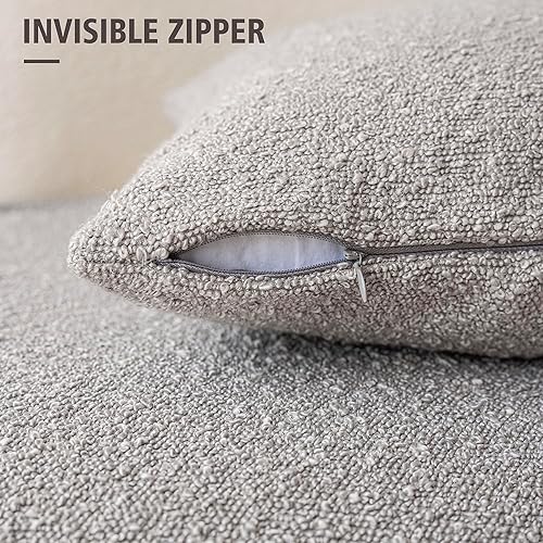 Miniatura 3 de Foindtower Fundas de almohada con textura de boucle, fundas de almohada lumbares sólidas, acogedoras, suaves, decorativas, para sofá, dormitorio,