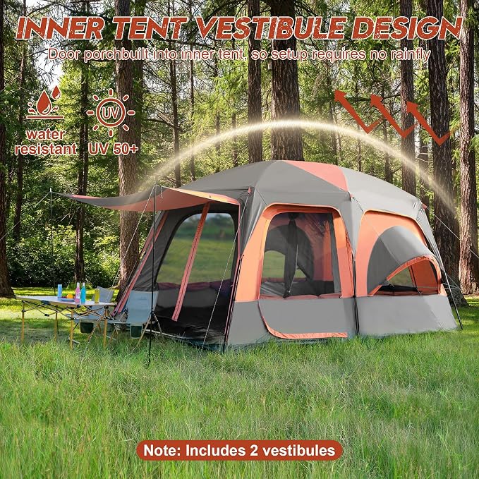 Carpa para Camping Familiar 8-12 Personas, 2 Habitaciones miniatura 9