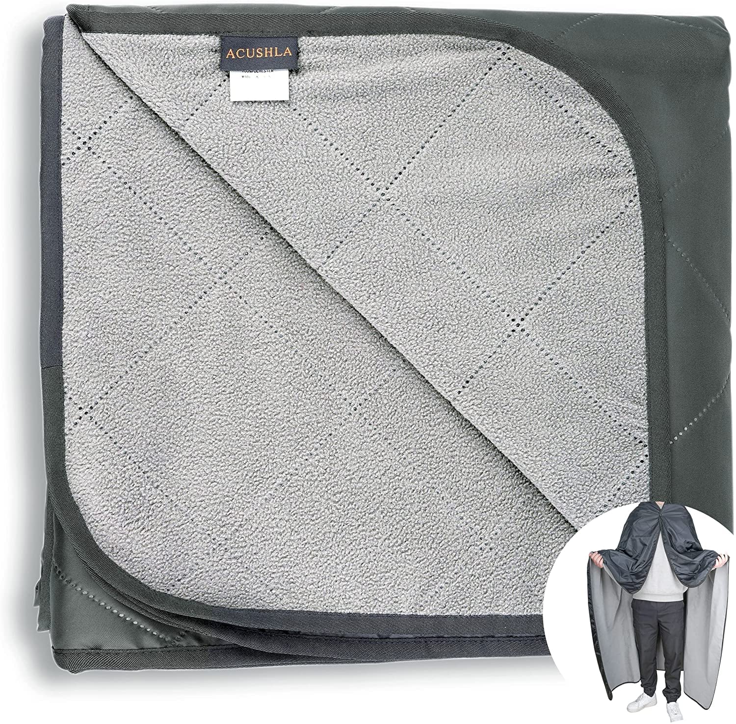 ACUSHLA wasserdichte Fleece-Decke, Campingdecke für kaltes Wetter, Outdoor, Strand, Picknick, Stadion, Fußball, Auto, isoliert, Winddicht, sandfest und maschinenwaschbar, 145x 200 cm