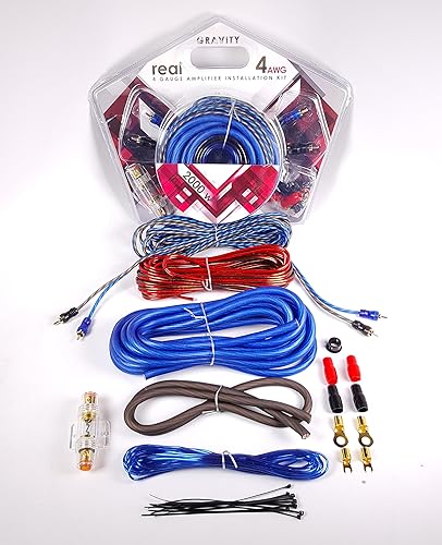 Gravity GR-KIT8B Kit de instalación de amplificador de calibre 8 con RCA de alto rendimiento y cable de altavoz