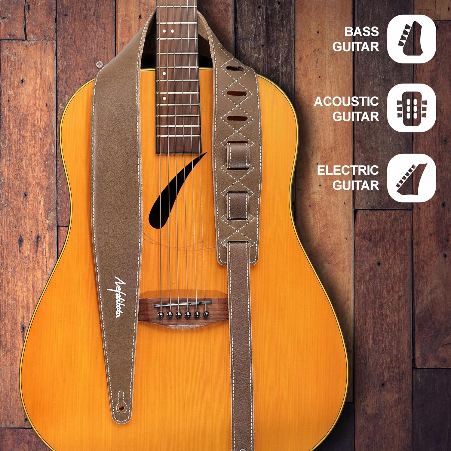 Nefelibata Guitar Strap 2.5" Leather Adjustable Guitar Straps with Foam Padding for Bass, Electric, and Acoustic Guitars