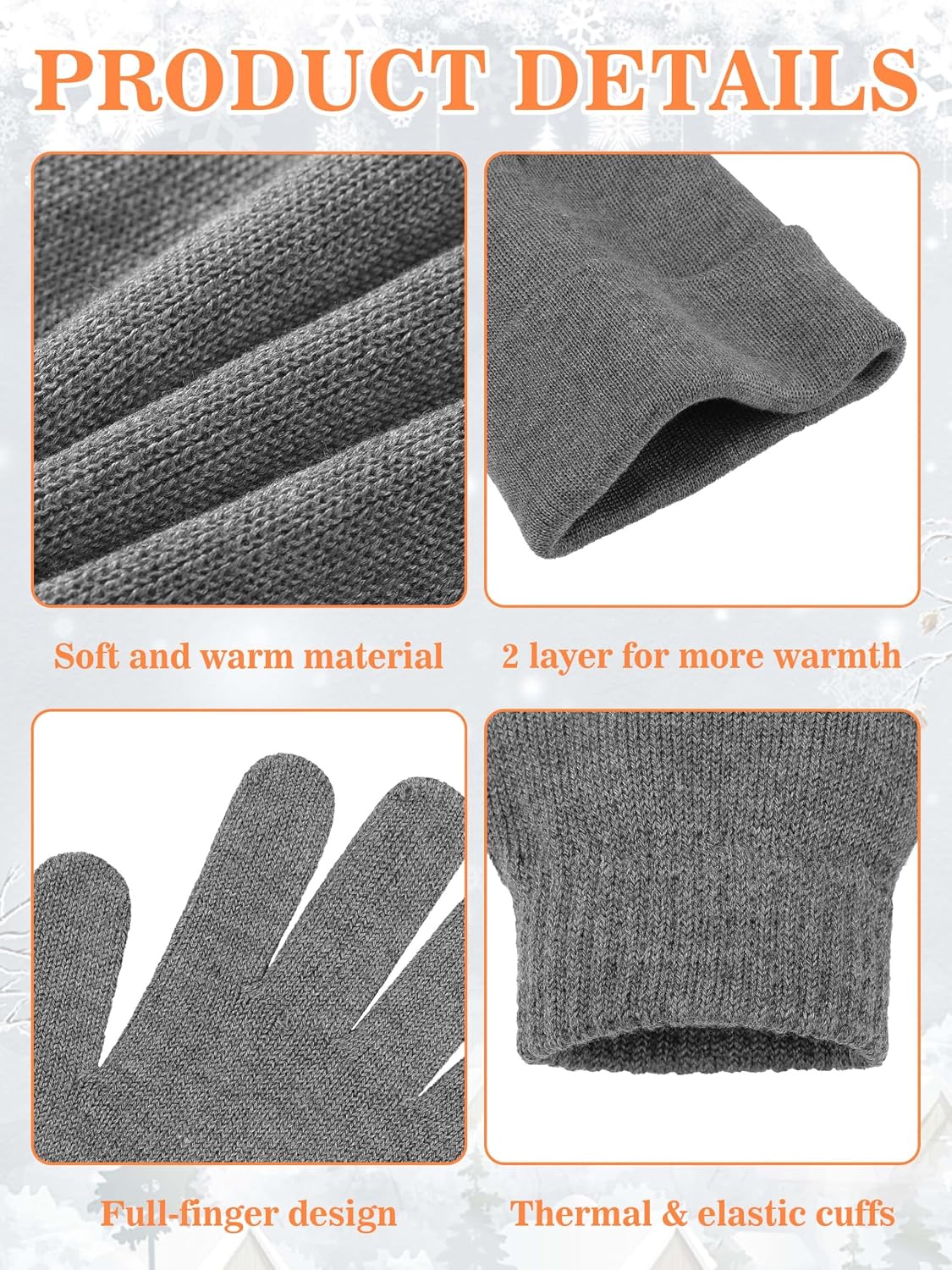 Cooraby 12 Pack Kids Winter Beanies Hats and Full Fingers Gloves for Boys Girls Warm Knitted Set for Cold Weather