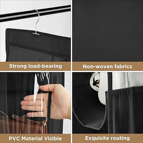 Miniatura 6 de coastal rose Organizador de armario de bolso, organizador de libros de 8 bolsillos para mujer, organizador de almacenamiento de bolsos, organizador