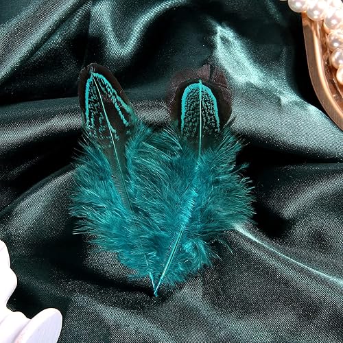 Miniatura 9 de THARAHT 24 plumas naturales manchadas de alas de aves de Guinea de 6 a 8 pulgadas a granel para manualidades, ropa, joyería, decoración de