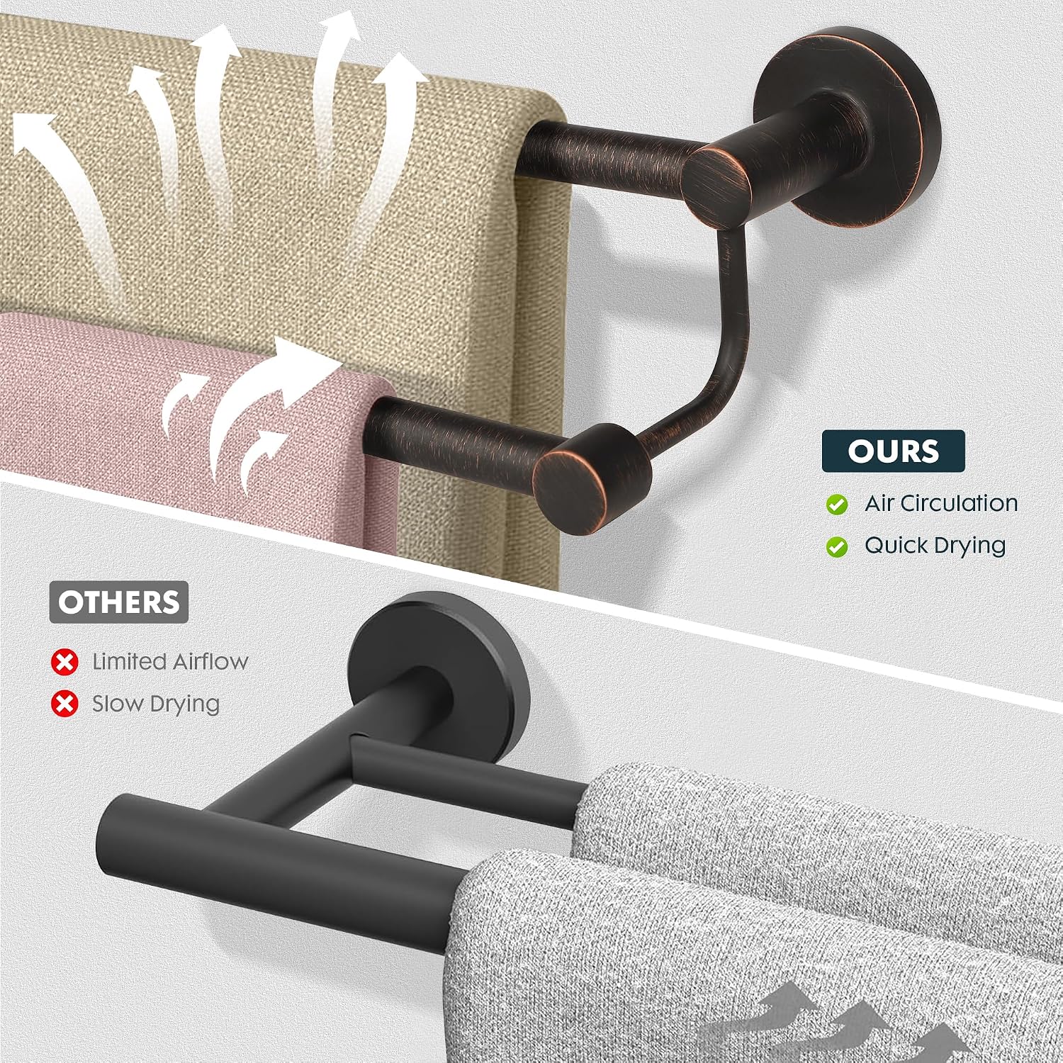 Double Towel Bar Towel Rack for Bathroom Oil Rubbed Bronze image 2