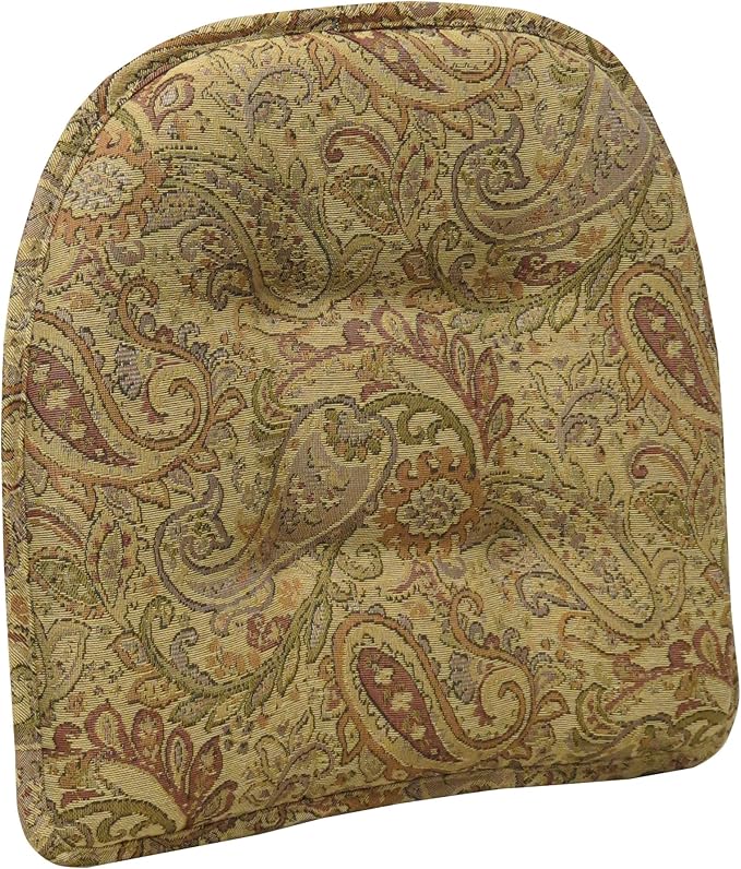 The Gripper Paisley Tufted Chair Pads, Teastain Home