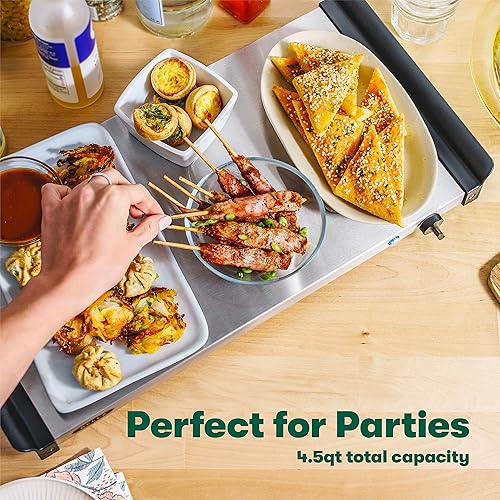 Miniatura 3 de BELLA 3 servidores de buffet eléctrico triple de 1.5 cuartos de galón, bandeja de calentamiento de alimentos y olla de cocción lenta, estación de