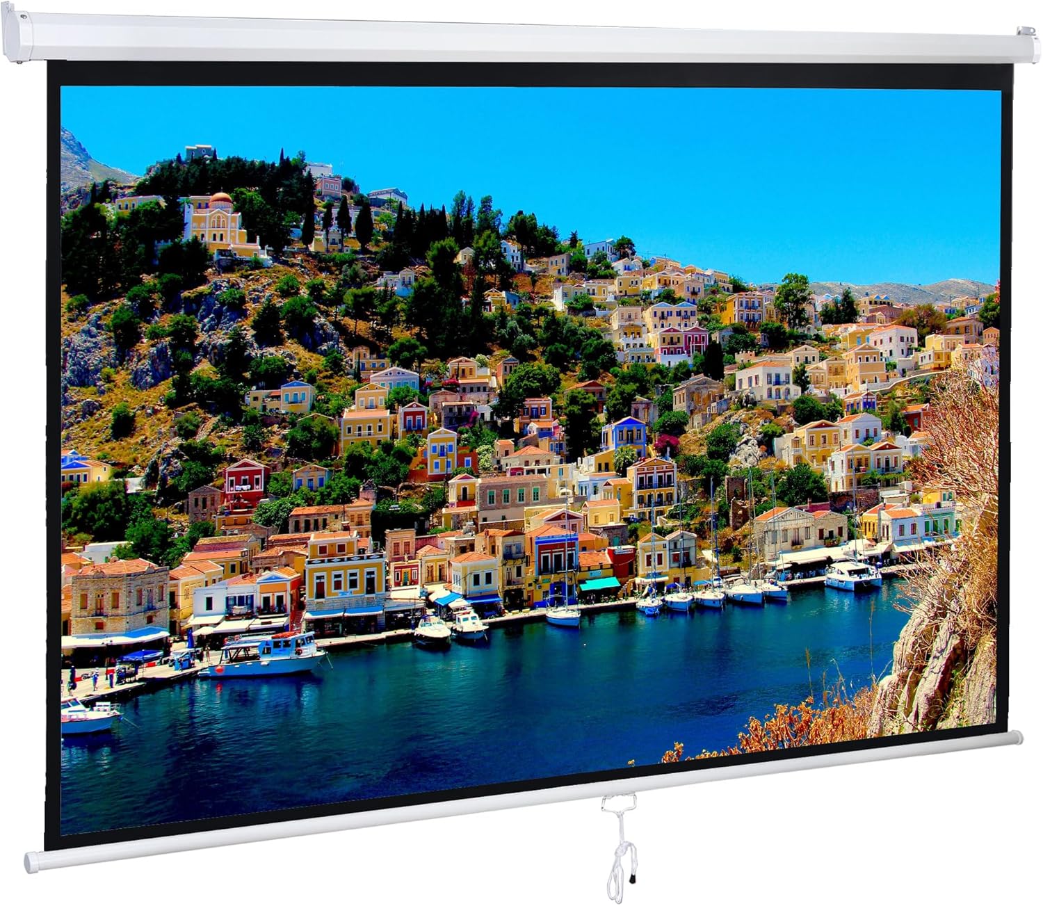 JungleA 80" Projector Screen,16:9 HD Foldable and Portable Projection Screen,Indoor Outdoor Anti-Crease Manual Pull Down Retractable Movie Screen for Home Office Education,Video Game,Public Display
