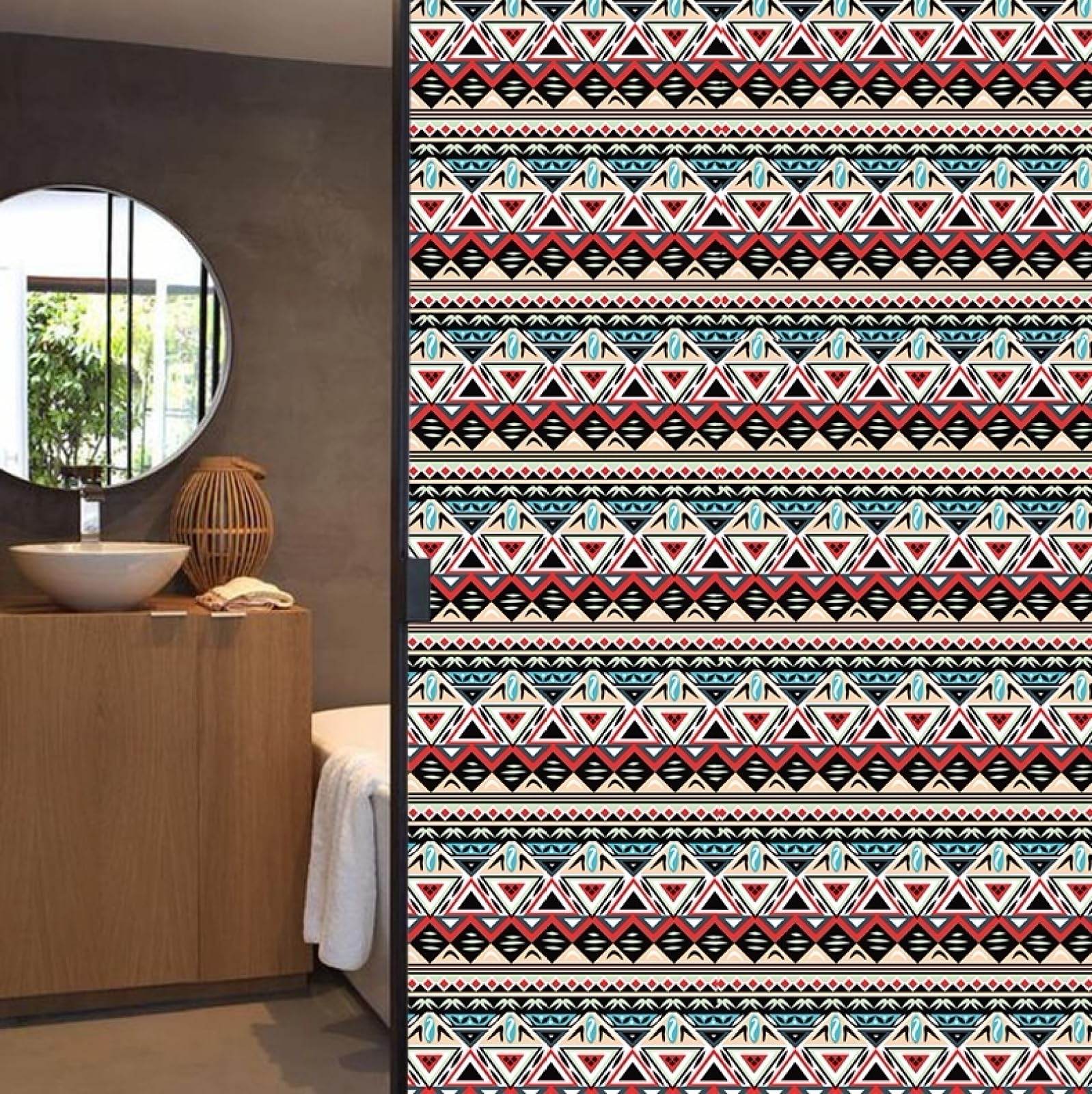 Vinilo Adhesivo Cristal Decorativo Rojo Negro Vinilos para Cristales Privacidad Estatico Anti UV Reutilizable para Oficina Dormitorio Sala de Estar Vinilo para Ventanas