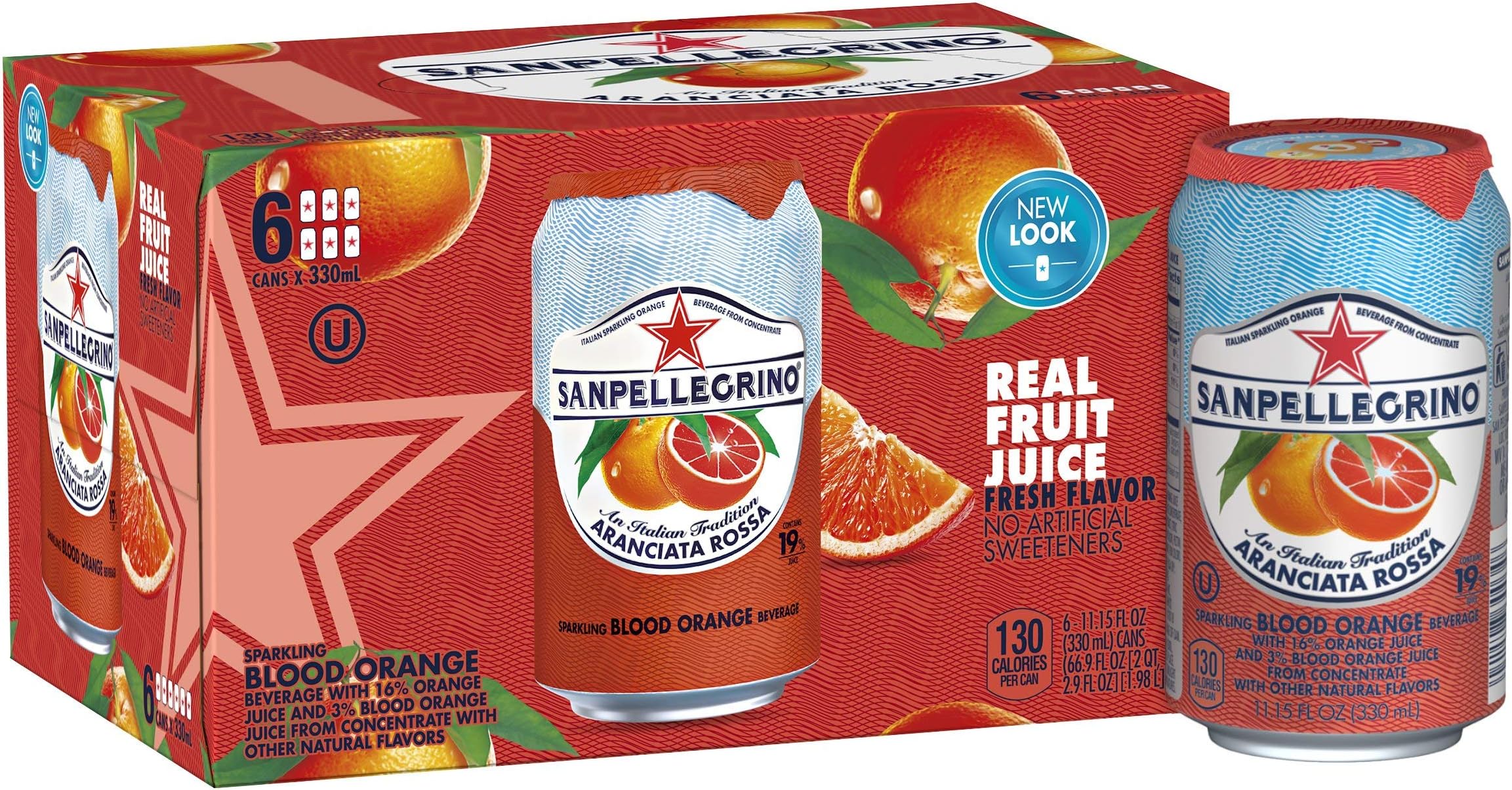 San PellegrinoSoda Aranciata Rossa Blood Orange, 11.15 Fl Oz, 6 Pack