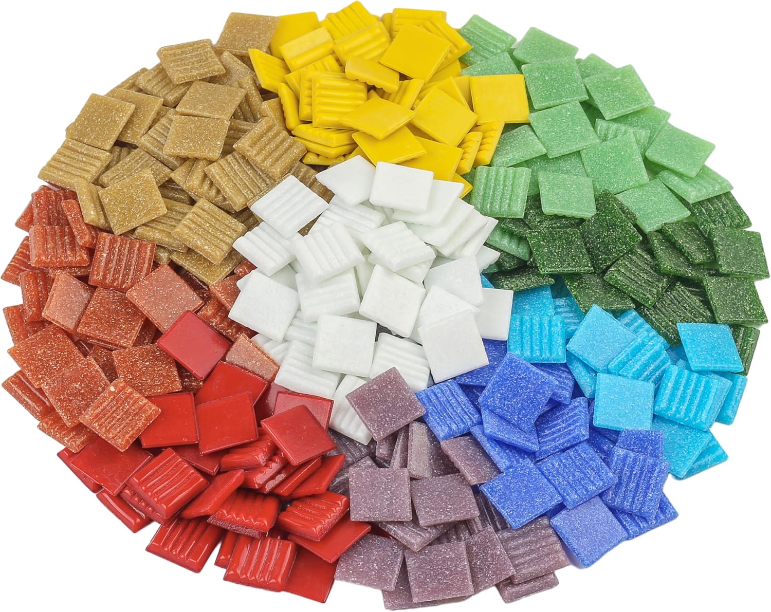 Youway Style Vitreous Mosaic Tiles for Crafts Bulk, 2.2lb Iridescent Mosaic Glass Tiles for Art Crafts, 3/4 inch Square Mosaic Glass Pieces for Spring & Easter Decorations