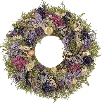 ANDALUCA 19inch Natural Botanicals & Dried Flowers Wreath Spring Floral