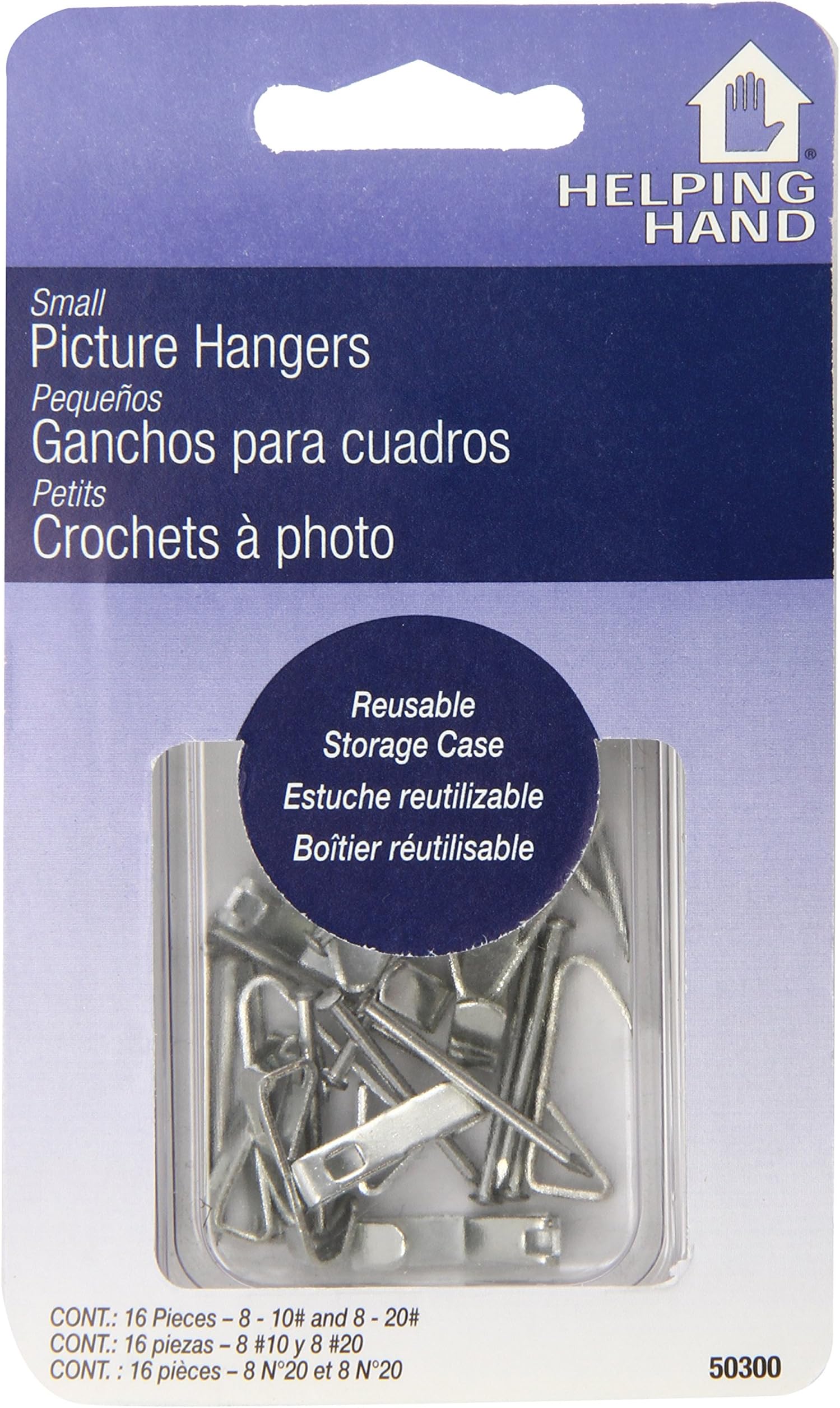 Helping Hand Picture Hangers, Small, 16 Count, Pink, Silver, Black, Purple