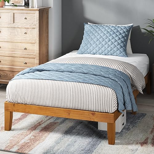 Miniatura 7 de ZINUS Alexia - Base de cama con plataforma de madera, base de madera maciza, no necesita somier, soporte de listones de madera, fácil montaje, pino