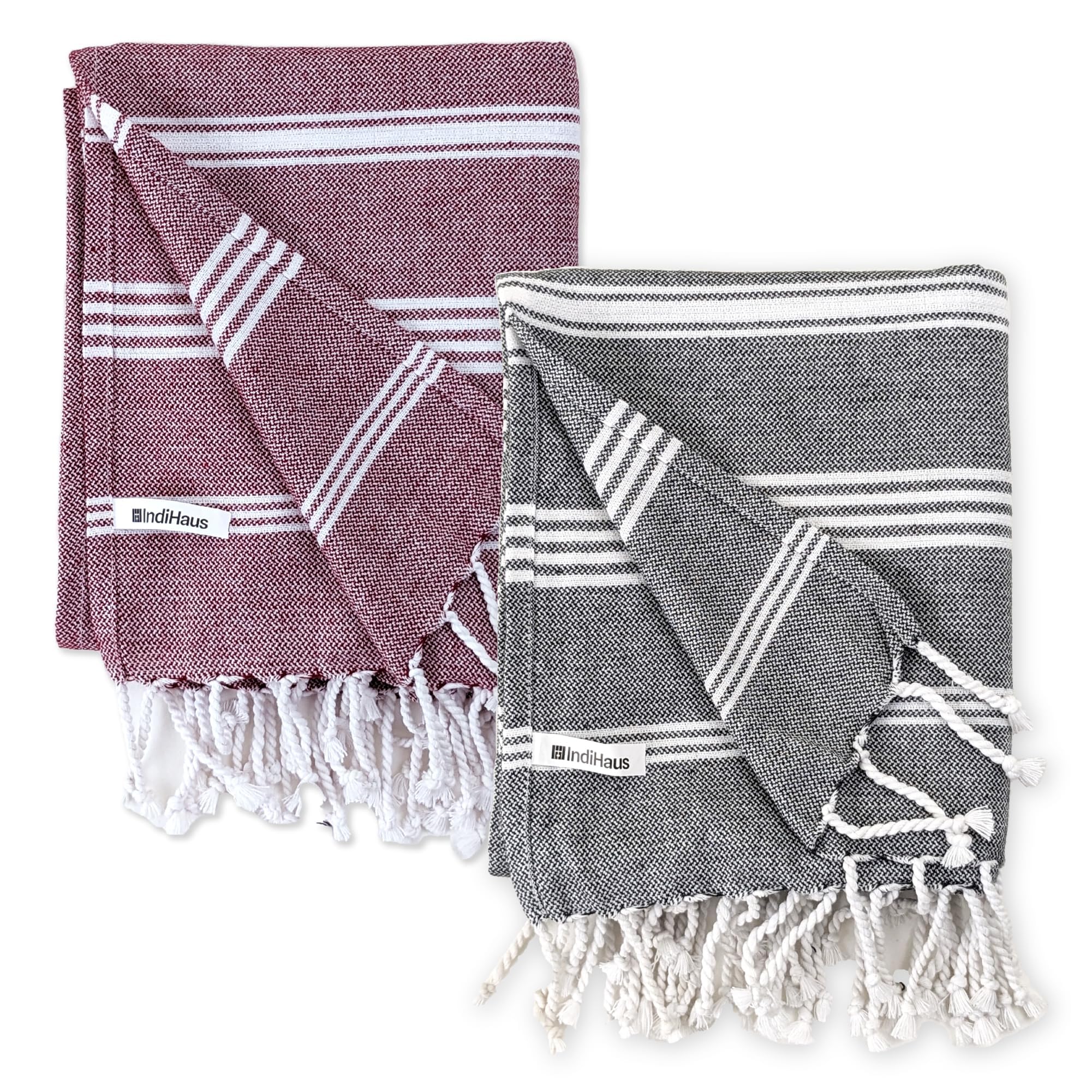 IndiHaus - Premium Large Cotton Towels For Bath (150Cm X 85Cm)|Soft,Absorbent And Comfortable Towels For Bath Large Size|Quick Dry Gym,Travel&Bath Towel [Slate Grey&Earthy Crimson,Set Of 2],250 TC (B0C43Y6WWR) Amazon Price History, Amazon Price Tracker