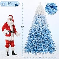Vista 66 de Yaheetech 7.5ft Pre-lit Spruce Artificial Christmas Tree Snow Flocked Hinges Tree with 550 Multicolor LED Lights & 1284 Branch Tips & Metal Stand