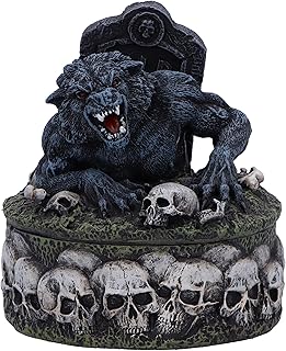 Nemesis Now Treasures of The Lycan Box 12cm Resin Black Werewolf Box Horror Gift Removable Lid Cast in Finest Resin Expertly Hand Painted