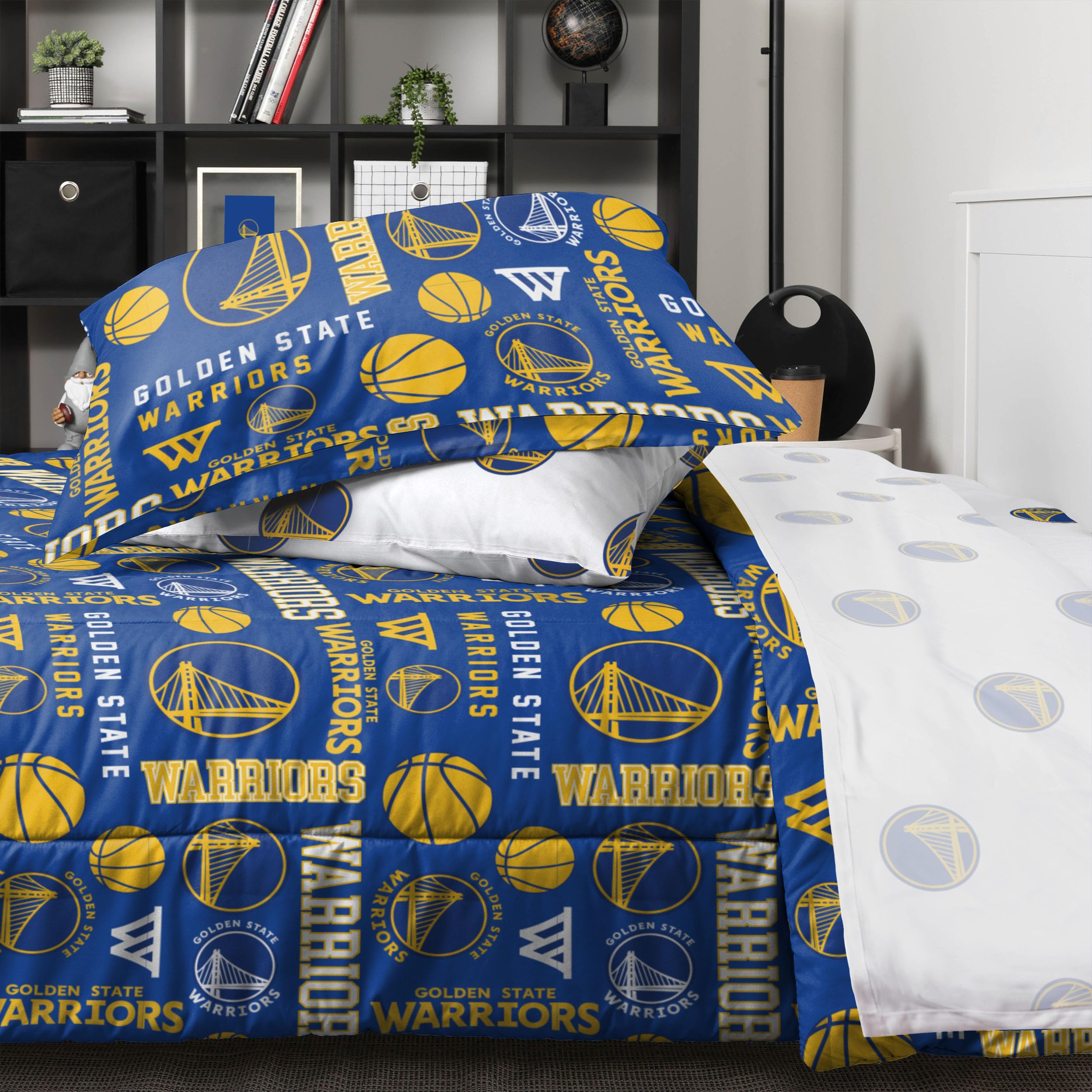 FOCO Golden State Warriors NBA Team Color Bett in Einer Tasche, 5-teiliges Set, Doppelbett