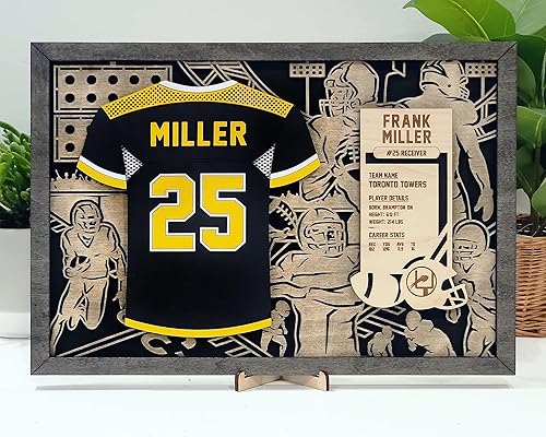 Miniatura 2 de Personalized Sport Jersey Plaque 5 Sports 3 Sizes Customizable Wooden Jersey Plaque for Basketball, Football, Baseball, Soccer, and Hockey REAL