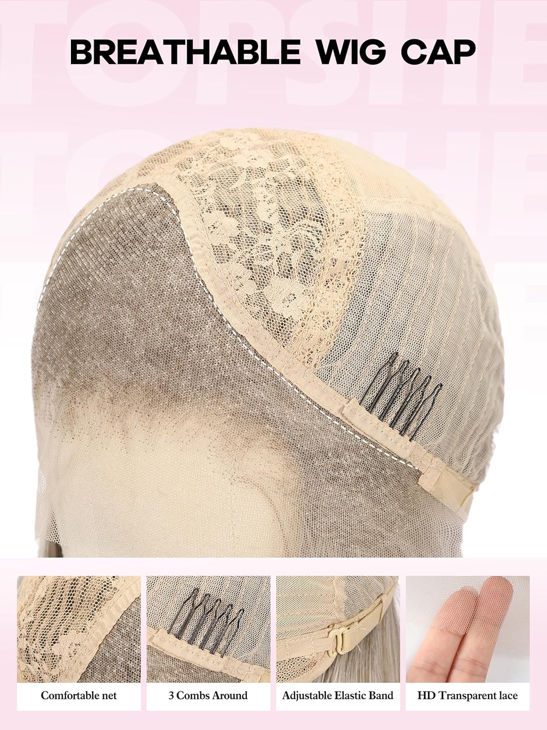 topshe 13x4 Ombre Blonde Synthetic Lace Front Wigs for Women with HD Lace, Heat Resistant Synthetic Straight Glueless Blonde Wig for Daily Use/Party/Cosplay 26 Inch