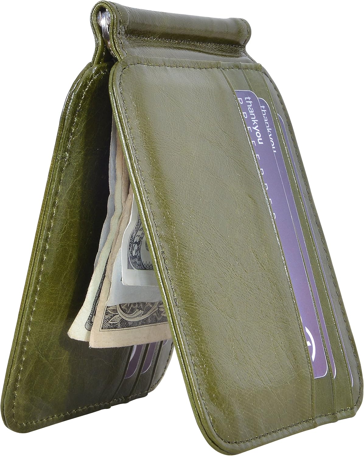 Easyoulife Men's RFID Slim Front Pocket Wallet with Money Clip Genuine Leather