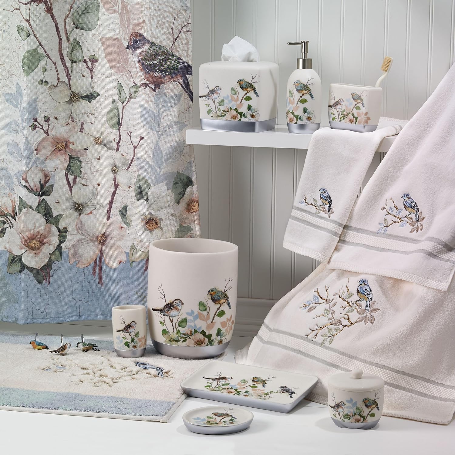 Avanti Linens - Vanity Tray, Countertop Accessories, Bird Inspired Home Decor (Love Nest Collection)
