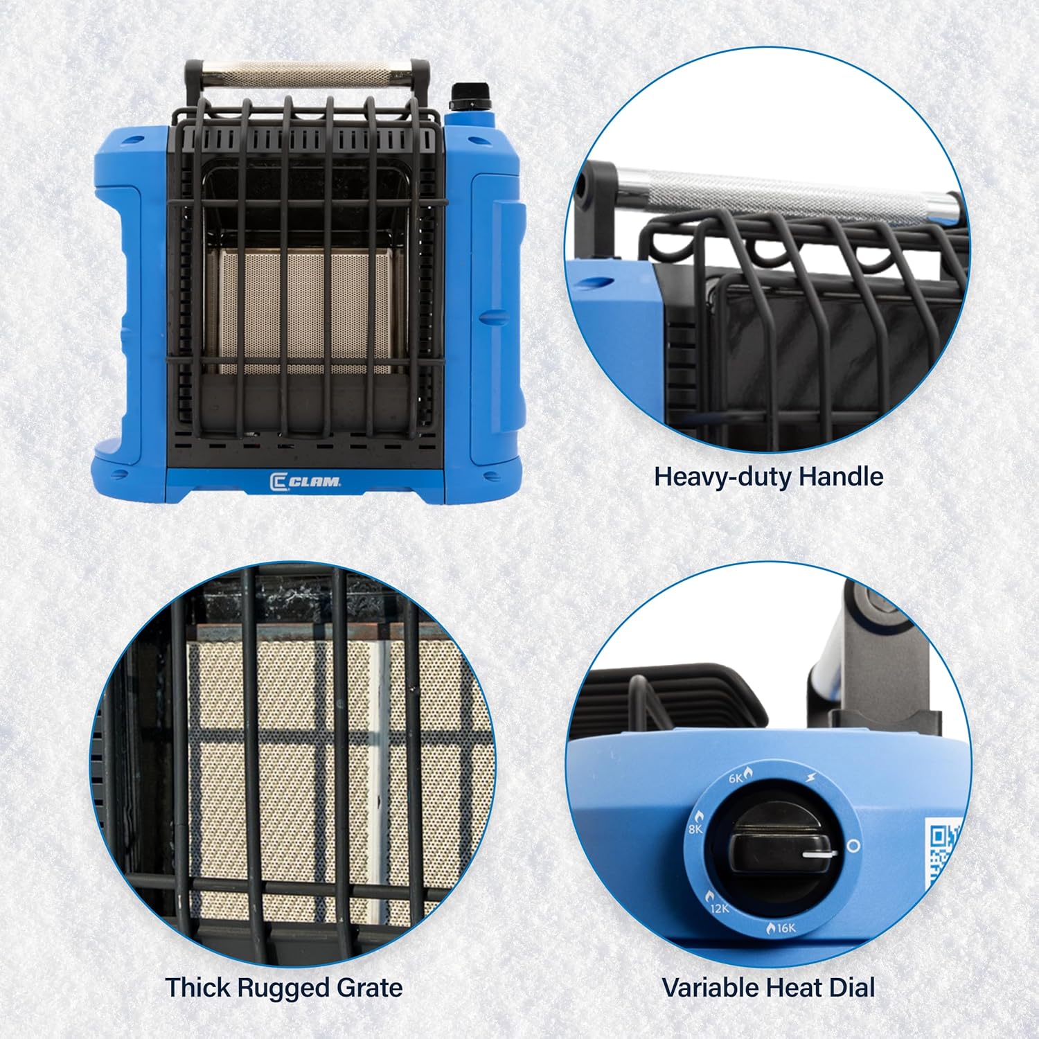 CLAM Portable Propane Radiant Heater – Safe Indoor Radiant Heat with Adjustable Output for Ice Shelters, Shacks & Winter Use