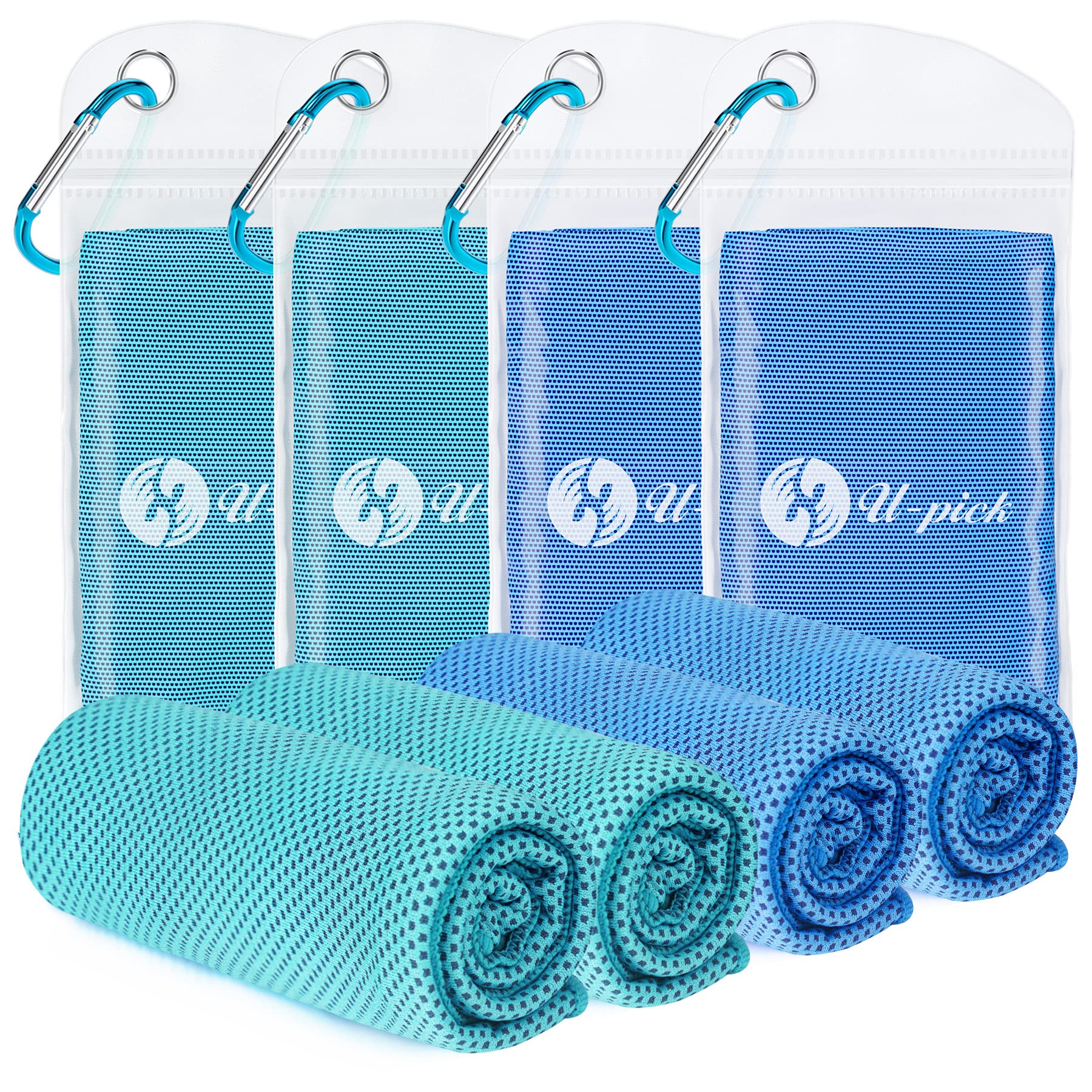 U-pick 4 Packs Cooling Towel (40"x 12"),Ice Towel for Neck&Head,Microfiber Cool Towel,Soft Breathable Chilly Towel for Yoga,Sport,Gym,Workout,Camping,Fitness,Running,Workout & More Activities