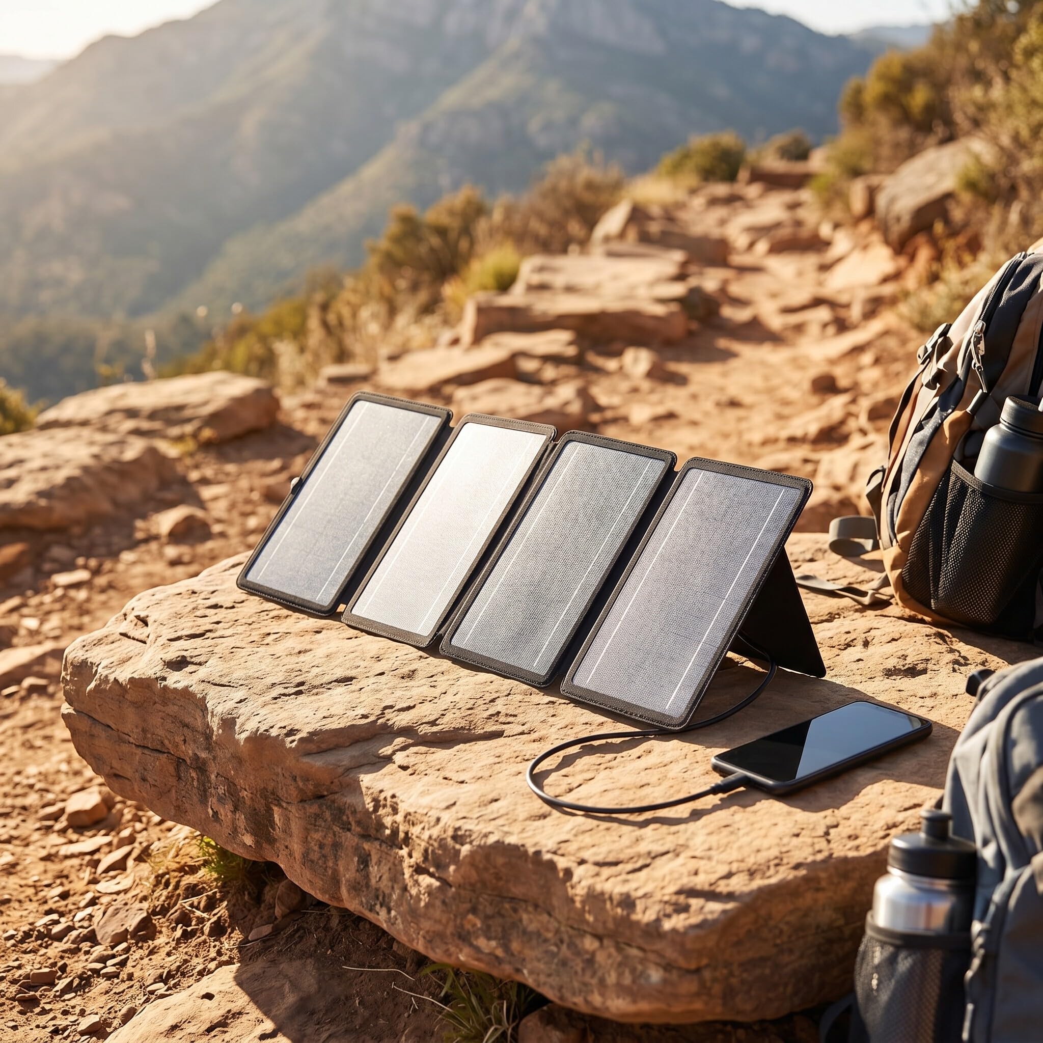 Haofy Panel Solar Plegable de 20 W, Células de Silicio Monocristalino, Diseño Ultrafino de 5 Oz, Optimización Solar de 4 Pliegues, Cargador de Energía de Emergencia, para Campistas, Excursionistas