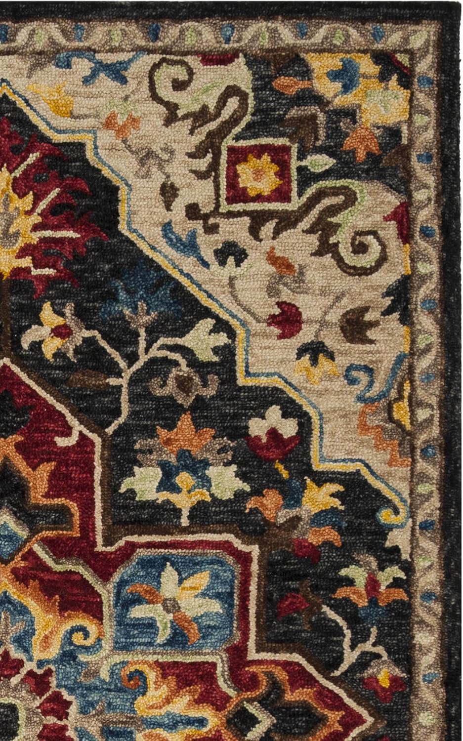 SAFAVIEH Aspen Collection Accent Rug - 2' x 3', Charcoal & Cream, Handmade Boho Medallion Wool, Ideal for High Traffic Areas in Entryway, Living Room, Bedroom (APN511H)