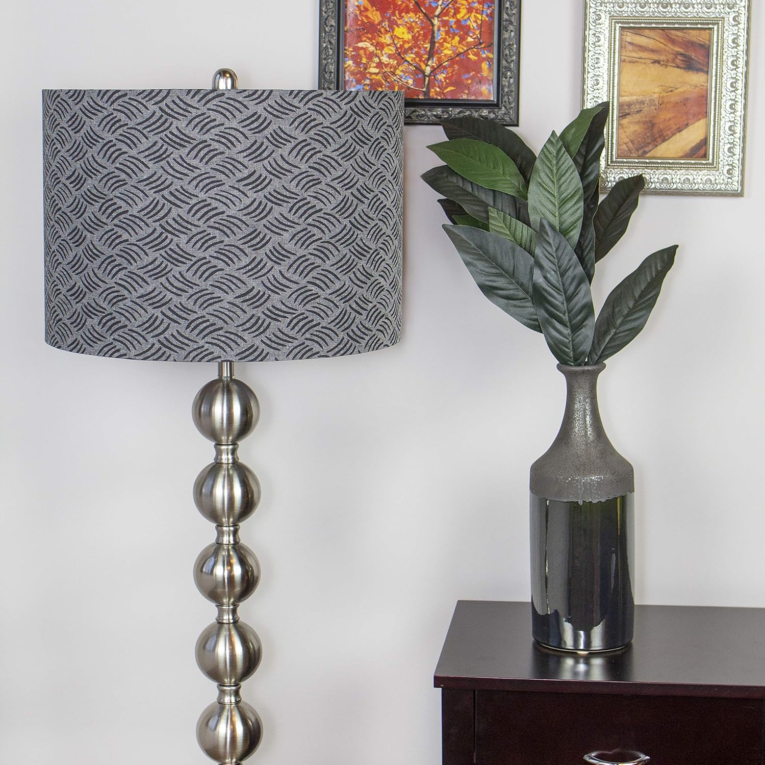 16" Top Diameter x 16" Bottom Diameter x 11" Height Fabric Drum Lampshade Spider Attachment - Hannover Collection (Charcoal)