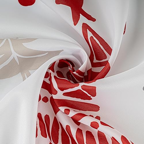 Miniatura 4 de Cortina de ducha de Navidad, árboles de Navidad rojos y grises con patrón de estrellas y nieve, cortinas de ducha para decoración de baño, cortinas