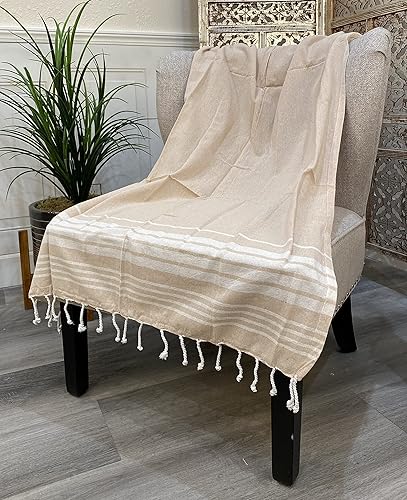 Miniatura 1 de Highgrove - Cancun - Manta - 100% algodón - 76 x 35 pulgadas + flecos, importada, ligera para todas las estaciones, peso 1.0 libras