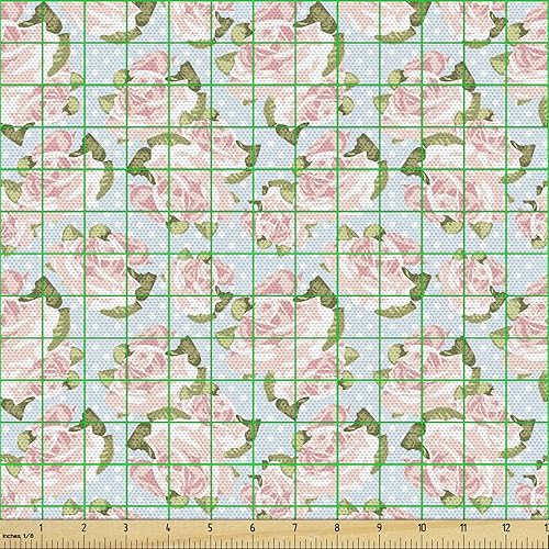 Vista 351 de Ambesonne Tela beige de The Yard, ilustración contemporánea de animales marinos en estilo retro, arte de caballito de mar de cangrejo de pulpo, tela