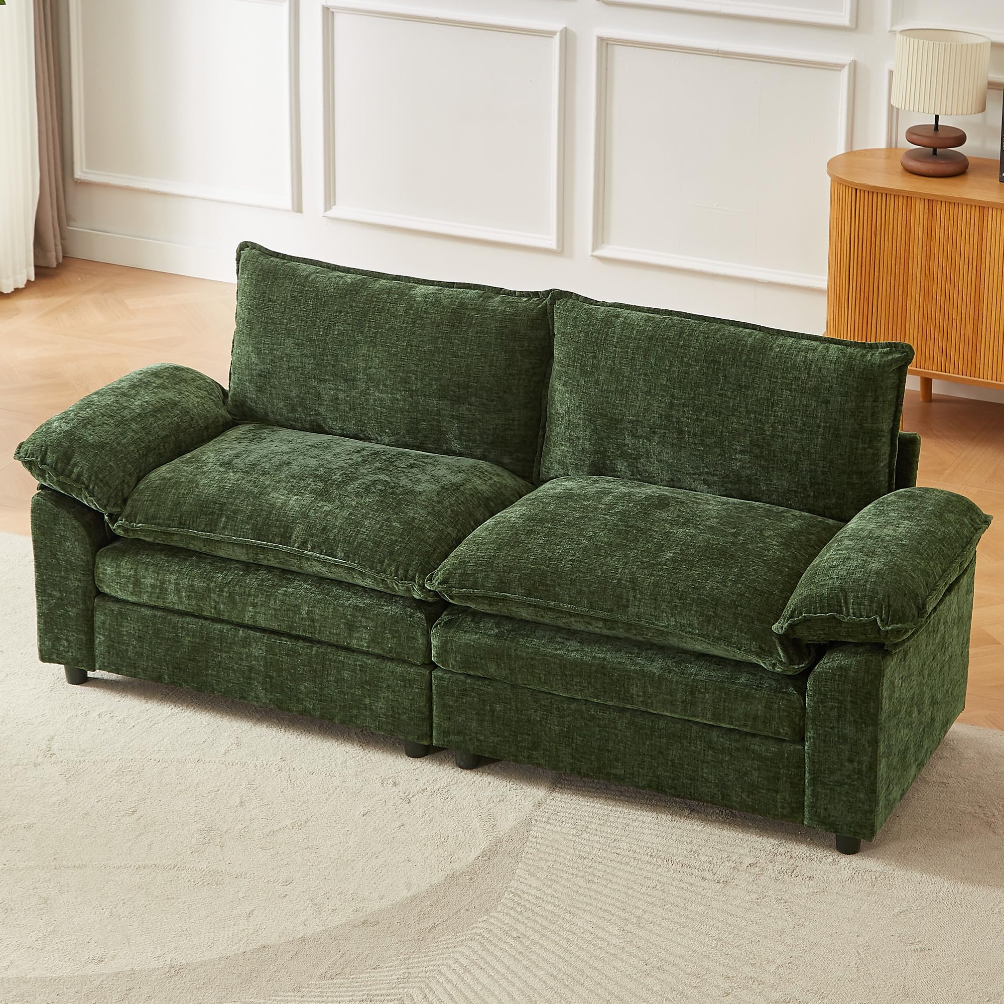 JIEXI Ecksofa Mit Schlaffunktion, Sofas Und Couchs, Modulares Ecksofa, Wohnlandschaft U Form, L Form Eckcouch, Für Couch Wohnzimmer Schlafzimmer Wohnung Büro, Chenille-Stoff 204 x 75 cm