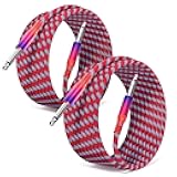 Elebase 1/4 inch 6.35mm TS Guitar Cable 15FT 2Pack,Quarter inch 6.3mm Guitar Instrument Cord,Mono Straight 1/4 Male to Male Audio Line for Electric Bass,Amp,Amplifiers,Keyboard,Speakers,Pedals,Colored