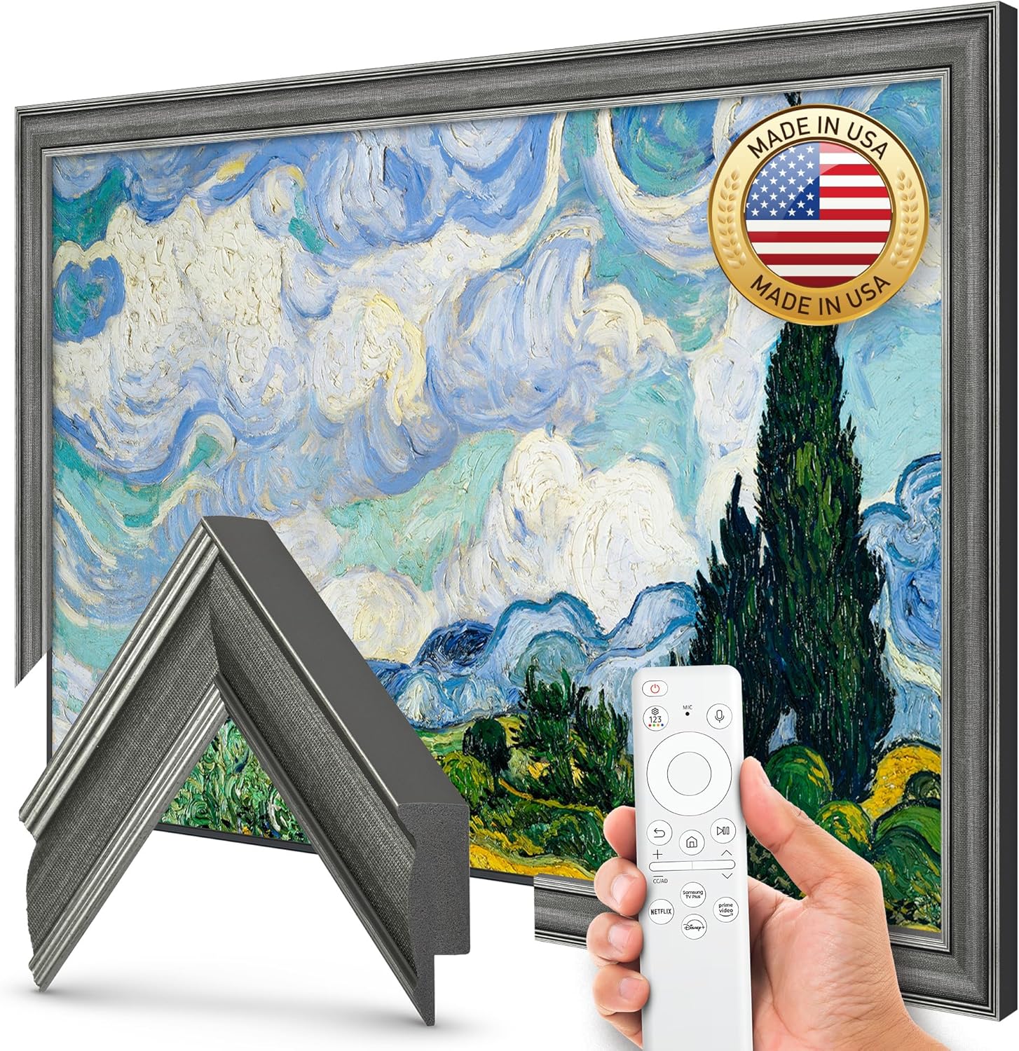 Industrial Iron 75" Slim Deco TV Frame - Compatible ONLY with Samsung The Frame TV and Pro TVs (Fits 2021-2026, LS03A, LS03B,LS03C,LS03D,LS03FA,LS03FW)