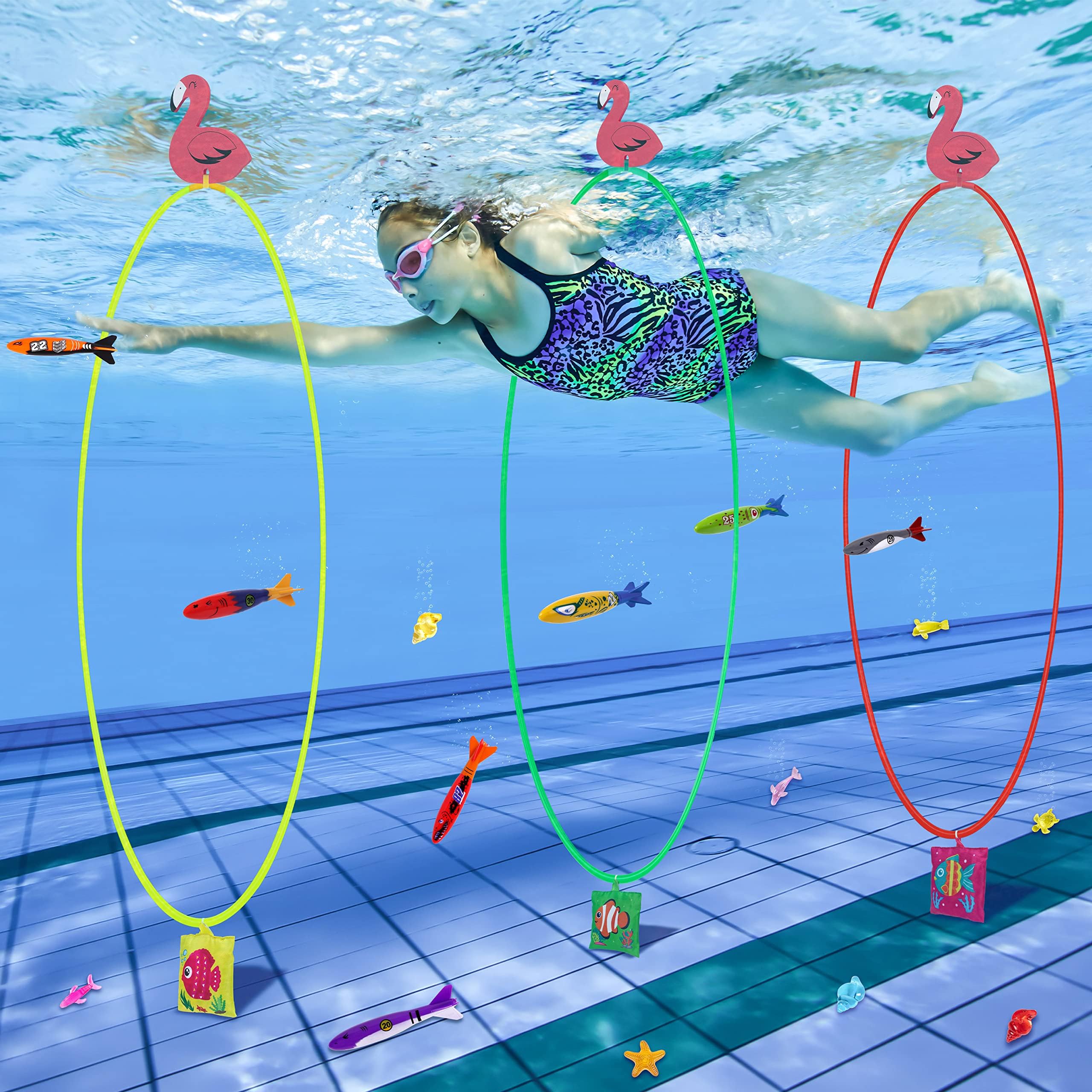 90shine Pool Toys Kids: Swimming Diving Rings for Underwater Water Games Ages 8-12 4-8 Adults