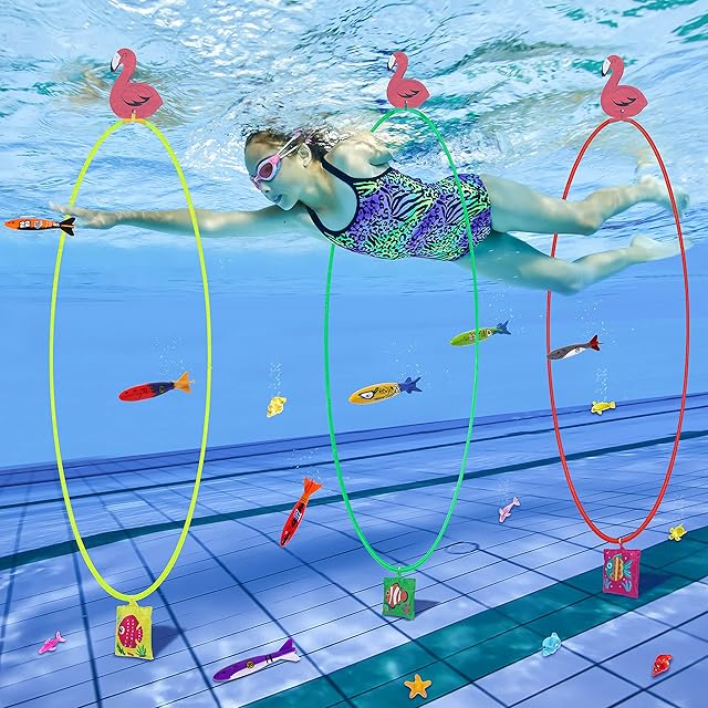 90shine Pool Toys Kids: Swimming Diving Rings for Underwater Water Games Ages 8-12 4-8 Adults