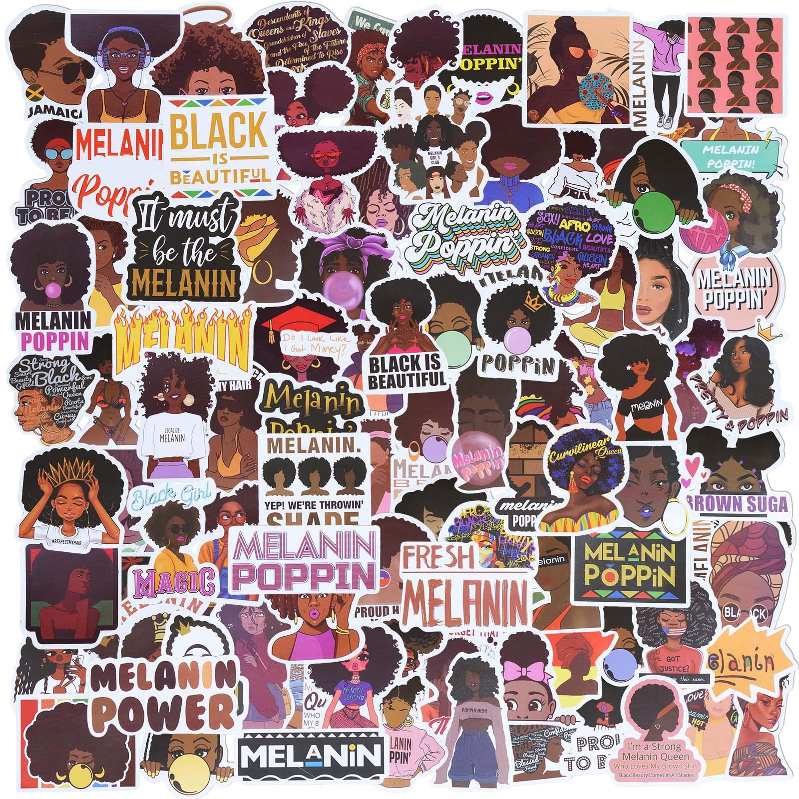 Buy Laptop Stickers for Women, 100Piece Black Girl Stickers, Melanin